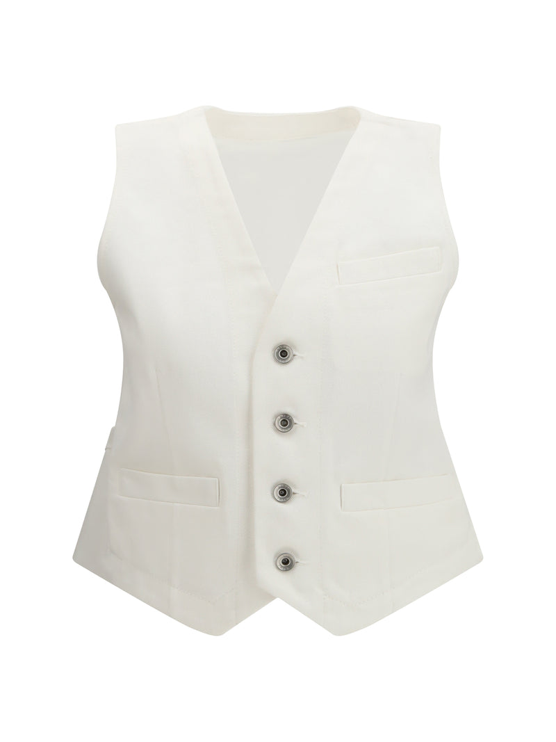 Sacai Sacai Denim Vest Off White Women - World Class Fashion