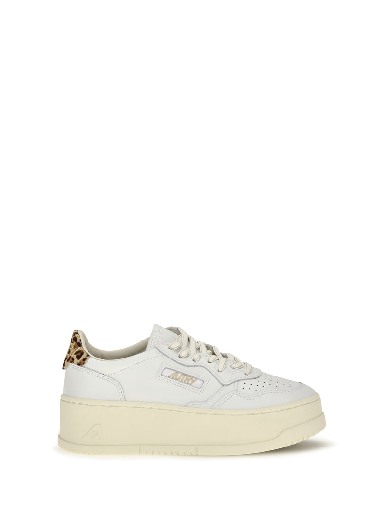Autry Autry Medalist Platform Leather Sneakers White/Leopard - World Class Fashion