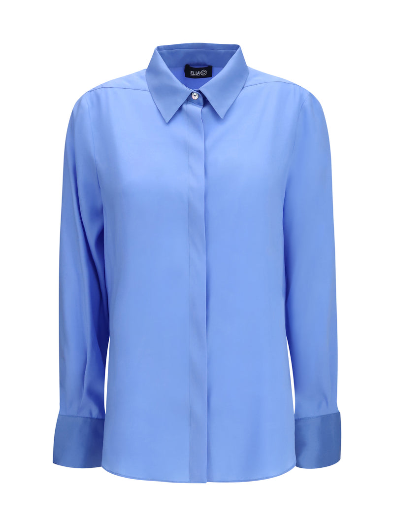 Ella Ella Silk Shirt With Back Gathering Oxford - World Class Fashion
