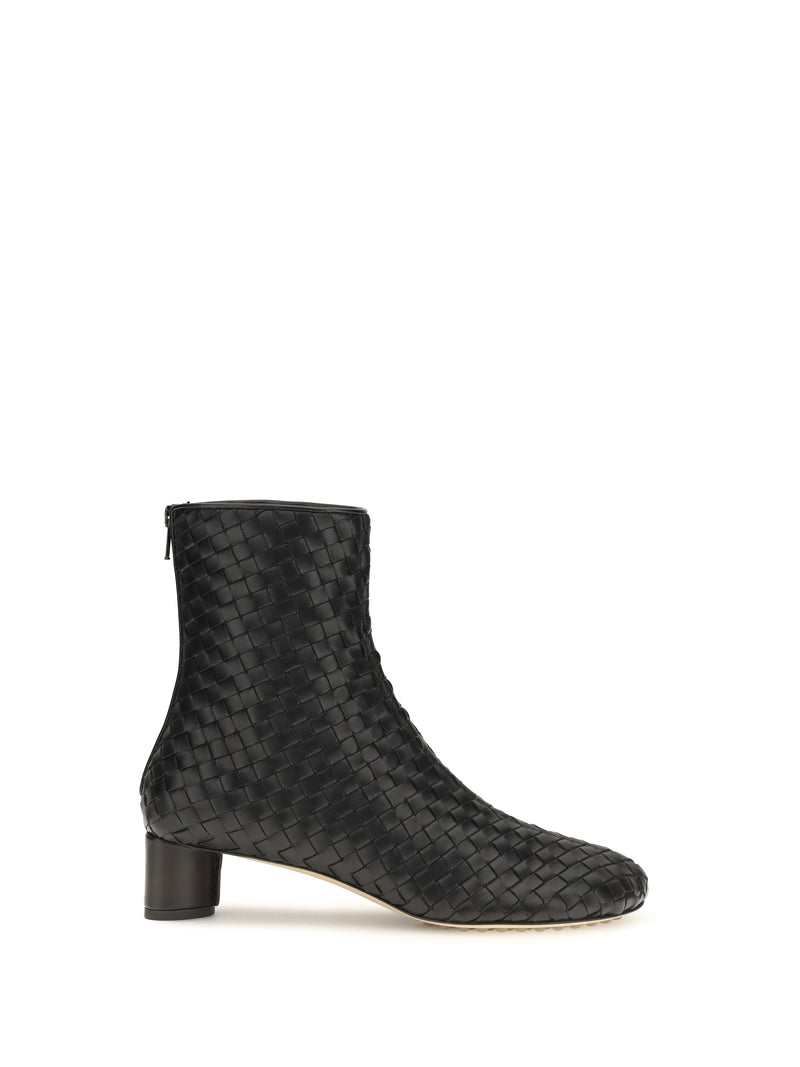 Bottega Veneta Bottega Veneta Cherry Intrecciato Ankle Boots Black - World Class Fashion
