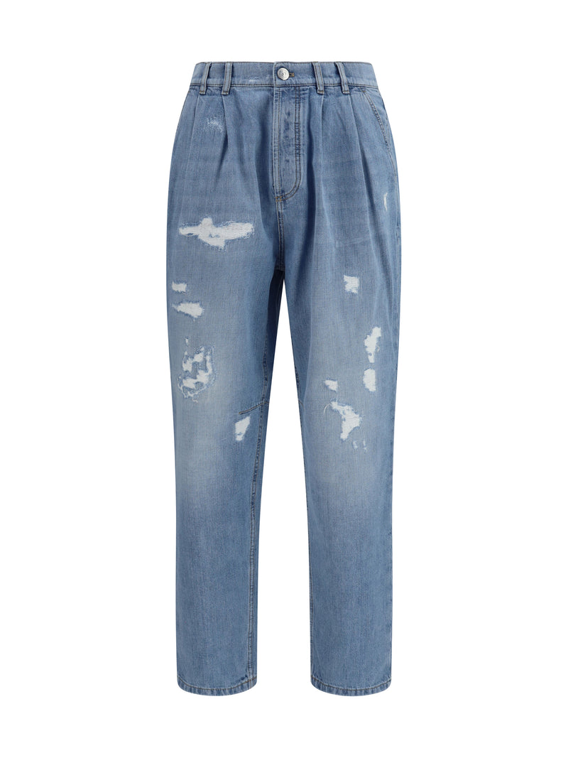Brunello Cucinelli Brunello Cucinelli Worn-effect Jeans Denim Chiaro Old - World Class Fashion