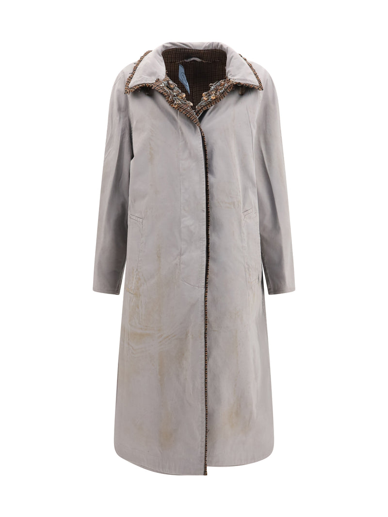 Prada Prada Reversible Single-breasted Coat Grey/Brown Women - World Class Fashion