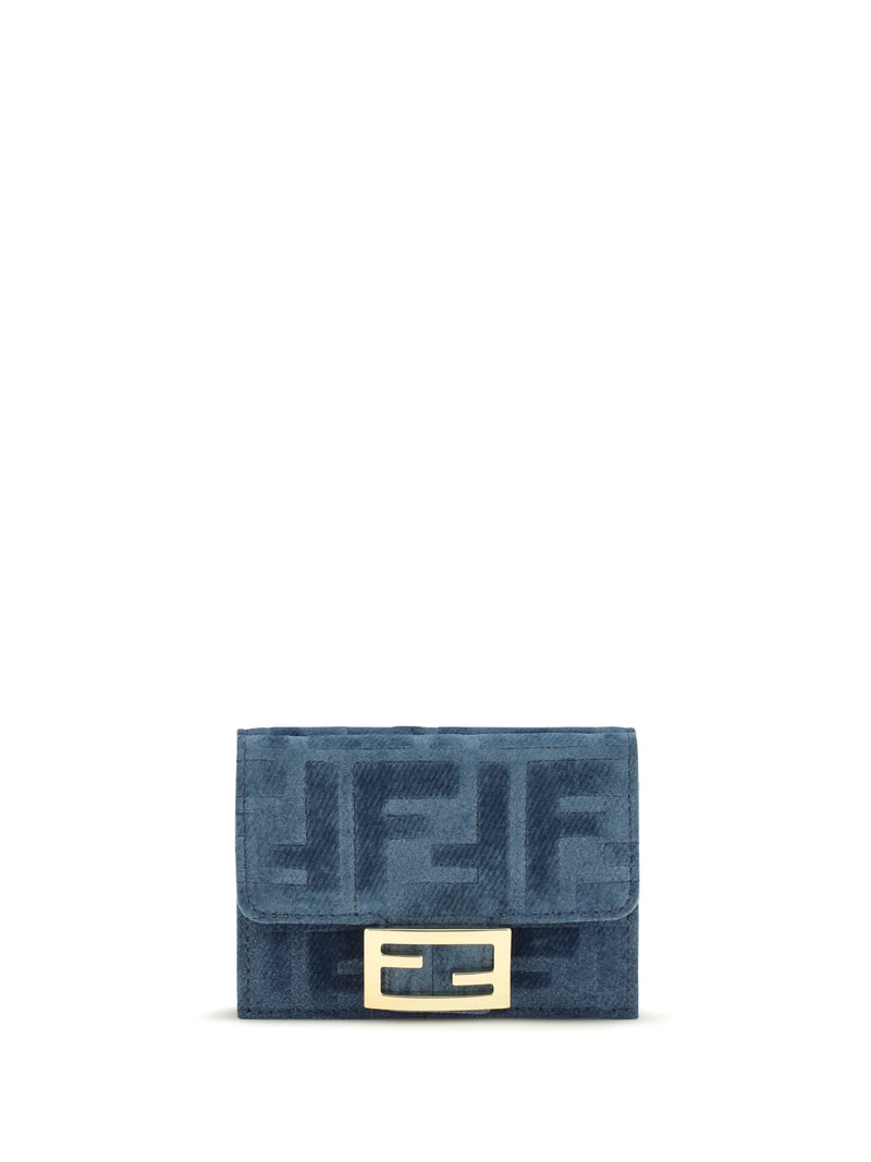 Fendi Fendi Trifold Wallet FF Monogram Blue - World Class Fashion