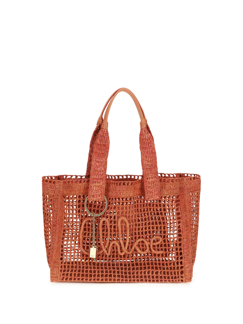 Chloe Chloé East-west Summer Banana Raffia Tote Bag Camellia Coral - World Class Fashion