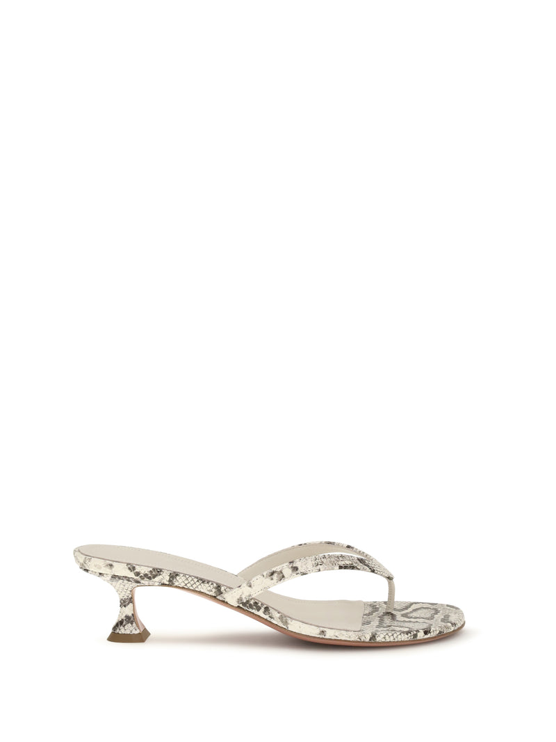 Amina Muaddi Amina Muaddi Juliette Thong Sandals Natural Print - World Class Fashion