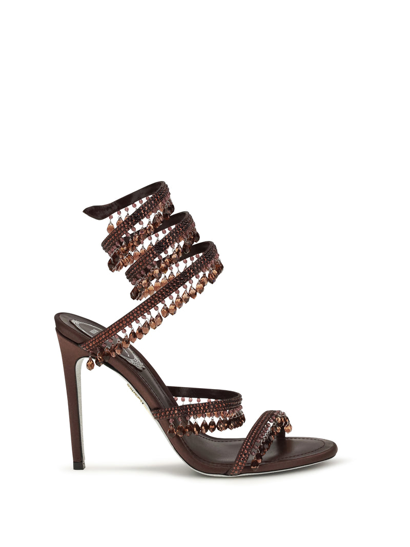 Rene Caovilla Rene Caovilla Chandelier Sandals Fondant Satin/Burgundy - World Class Fashion