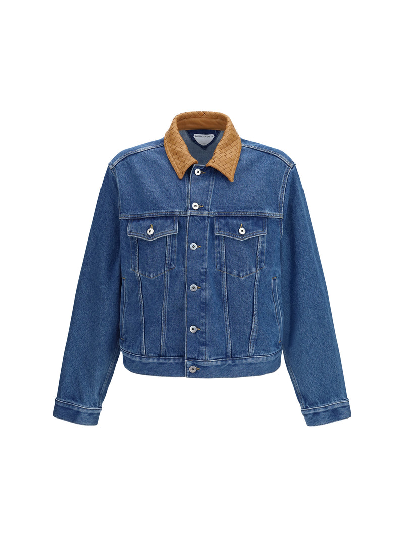 Bottega Veneta Bottega Veneta Intreccio Denim Jacket Mid Blue - World Class Fashion