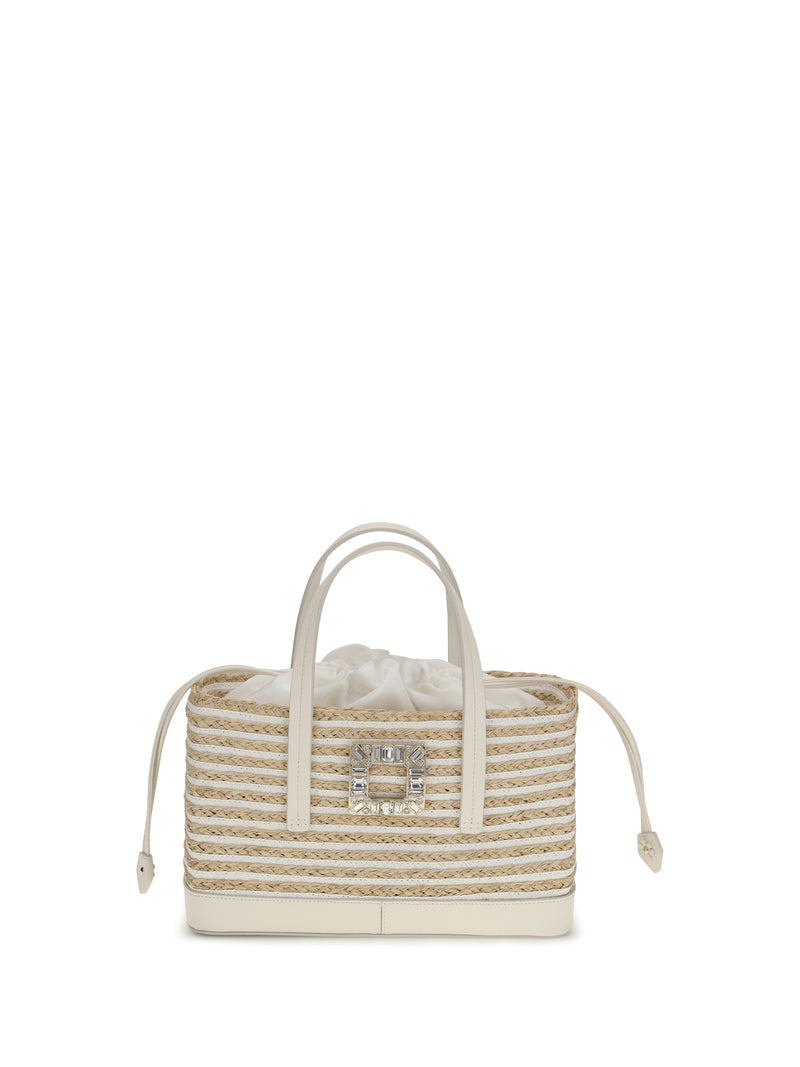 Roger Vivier Roger Vivier Straw Shoulder Bag White/Brown - World Class Fashion