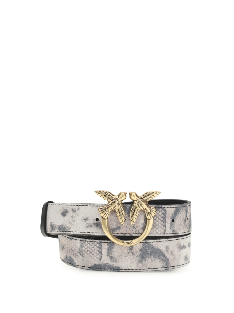 Pinko Pinko Python Print Belt Avorio/Nero/Beige-Antique Gold - World Class Fashion