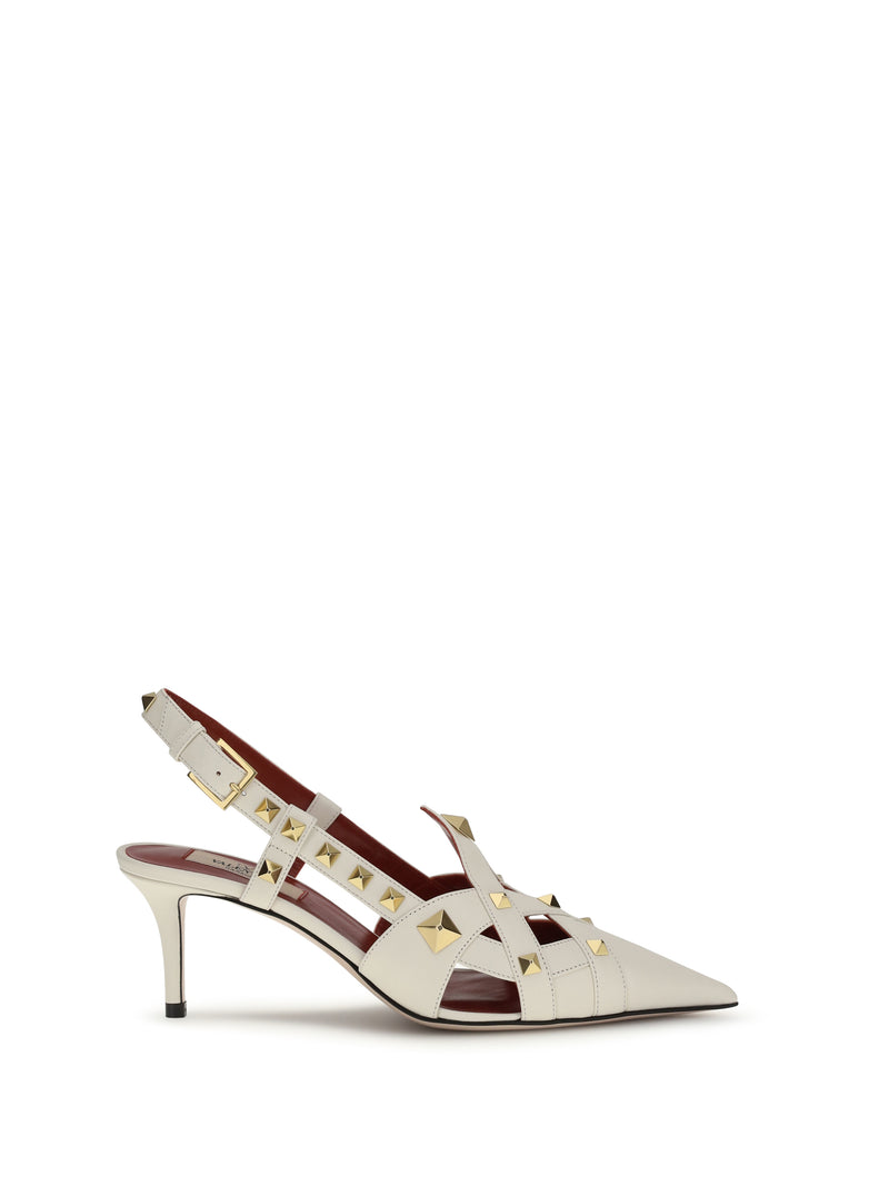 Valentino Garavani Valentino Garavani Studdy Slingback Pumps Ivory - World Class Fashion