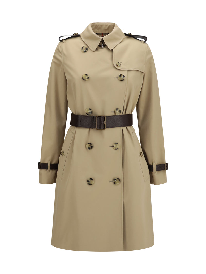 Burberry Burberry Kensington Midi Leather Trench Honey - World Class Fashion