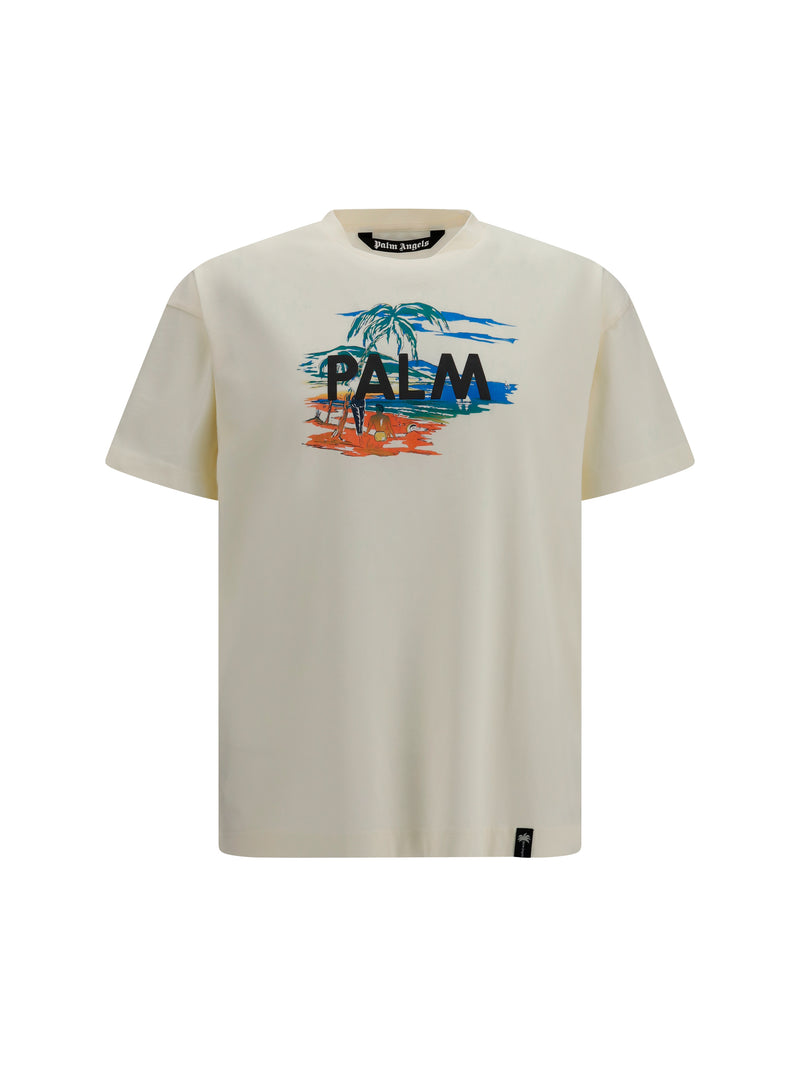 Palm Angels Palm Angels Palm Island T-shirt Off White Multicolor - World Class Fashion