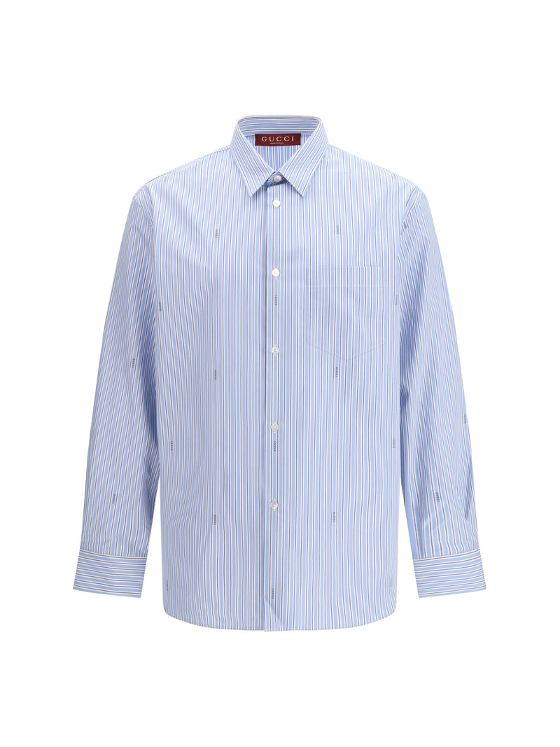 Gucci Gucci Striped Cotton Poplin Shirt Azure/Blue Men - World Class Fashion
