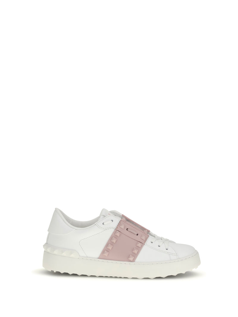 Valentino Garavani Valentino Garavani Rockstud Open Sneakers Bianco/Water Rose - World Class Fashion