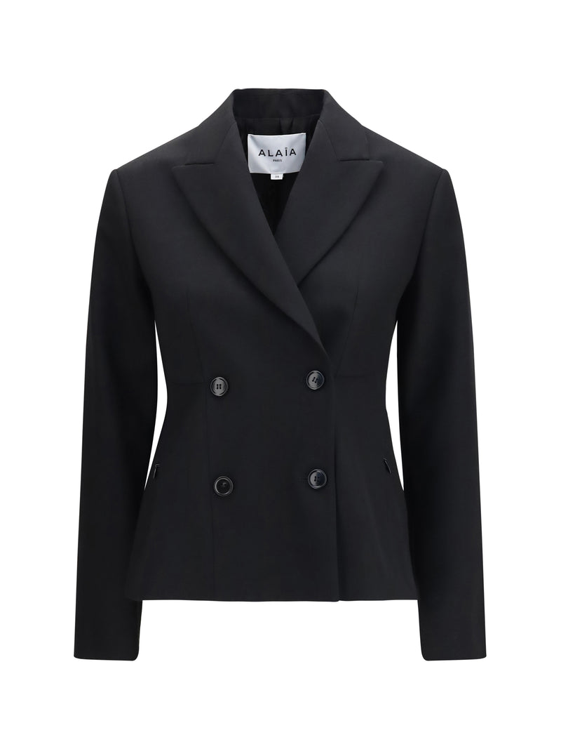 Alaia Alaïa Lightweight Wool Double-breasted Jacket Noir - World Class Fashion