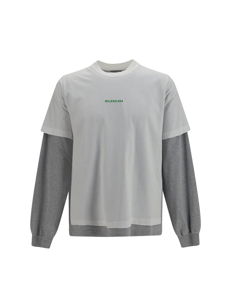 Balenciaga Balenciaga Double-sleeve Cotton T-shirt White/Apple Green - World Class Fashion