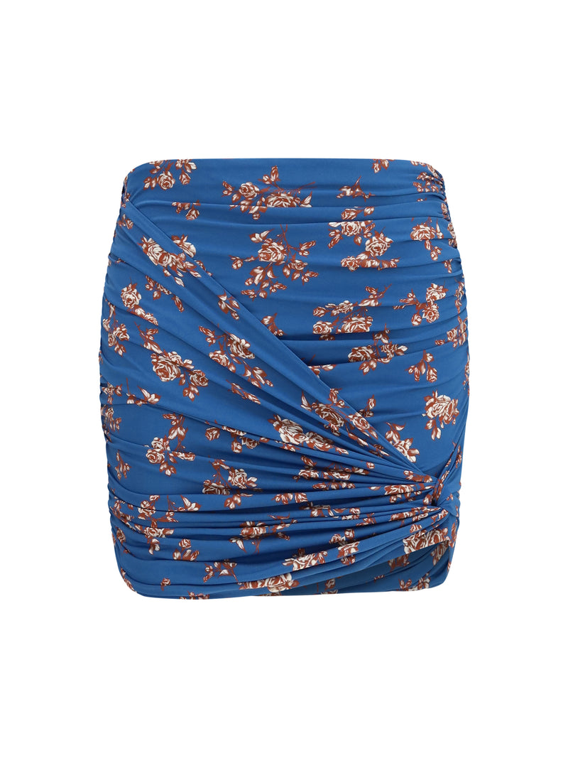 Magda Butrym Magda Butrym Draped Floral-print Swim Mini Skirt Blue - World Class Fashion