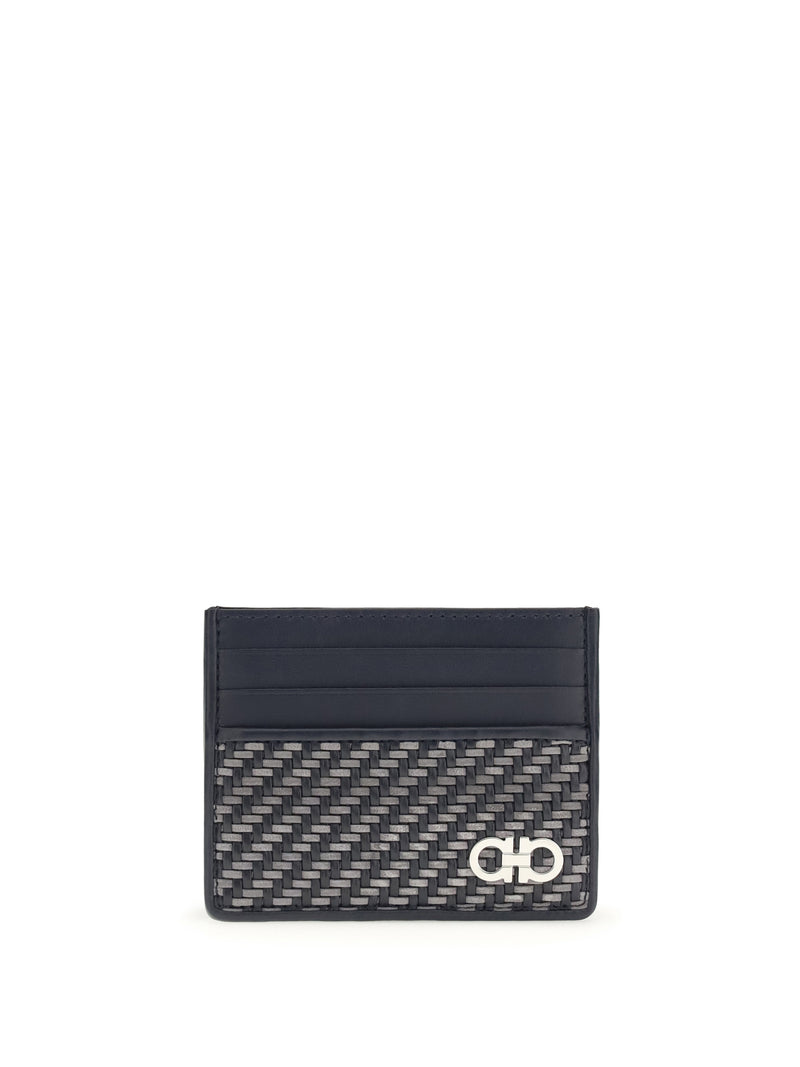Ferragamo Ferragamo Lattice Motif Card Holder New Navy/Dark Grey - World Class Fashion