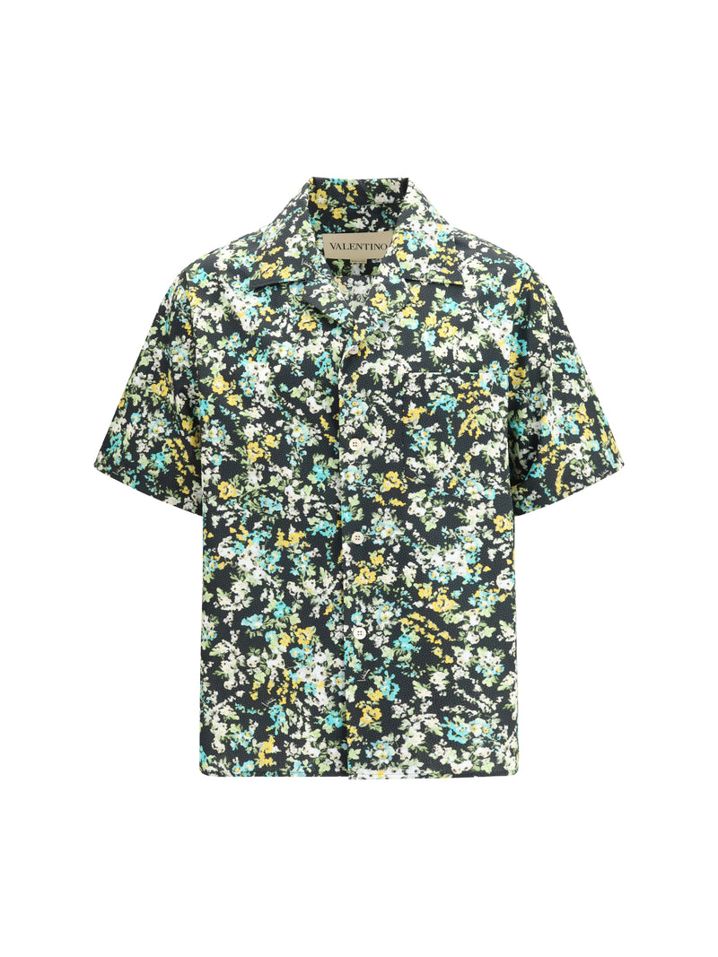Valentino Valentino Papier Floral Cotton Shirt Nero/Multicolor - World Class Fashion