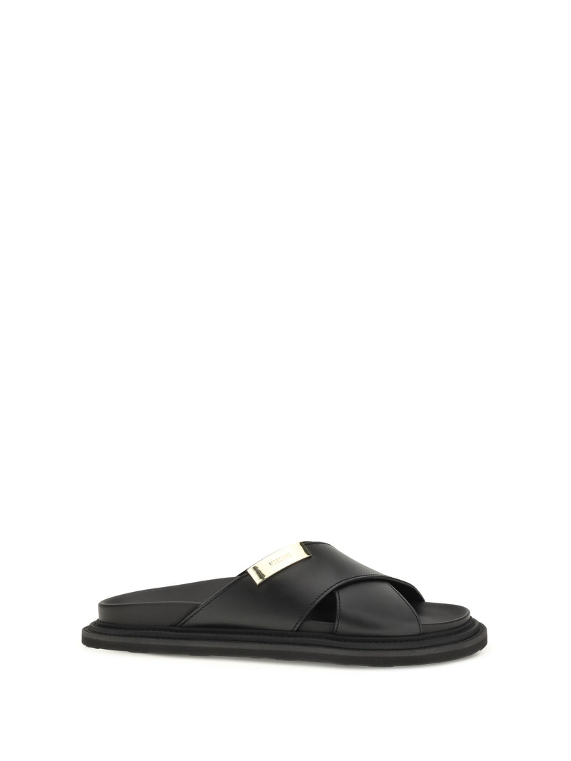 Moschino Moschino Leather Sandals Nero Men - World Class Fashion