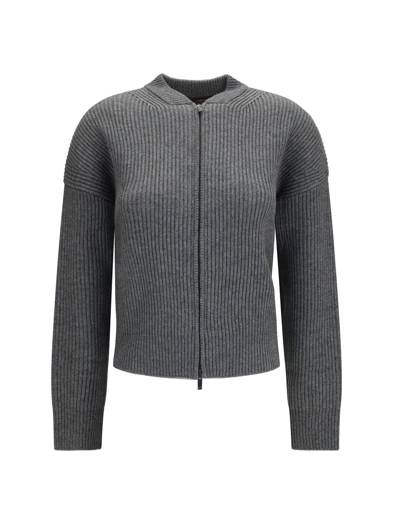 Max Mara Studio Max Mara Studio Carnet Ribbed Cardigan Dark Grey - World Class Fashion