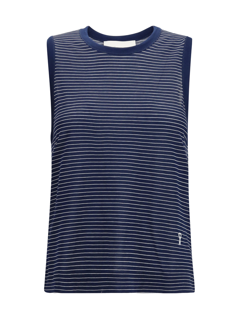 AMI Paris AMI Paris Striped Cotton Tank Top Encre/Blanc - World Class Fashion