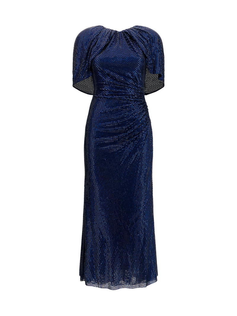 Self-portrait Self-portrait Midi Dress with Cape Sleeves Navy - World Class Fashion