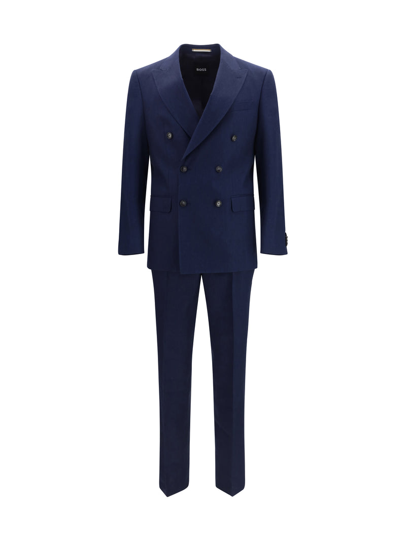 Hugo Boss Black Hugo Boss Black Linen Mohair Suit Dark Blue - World Class Fashion