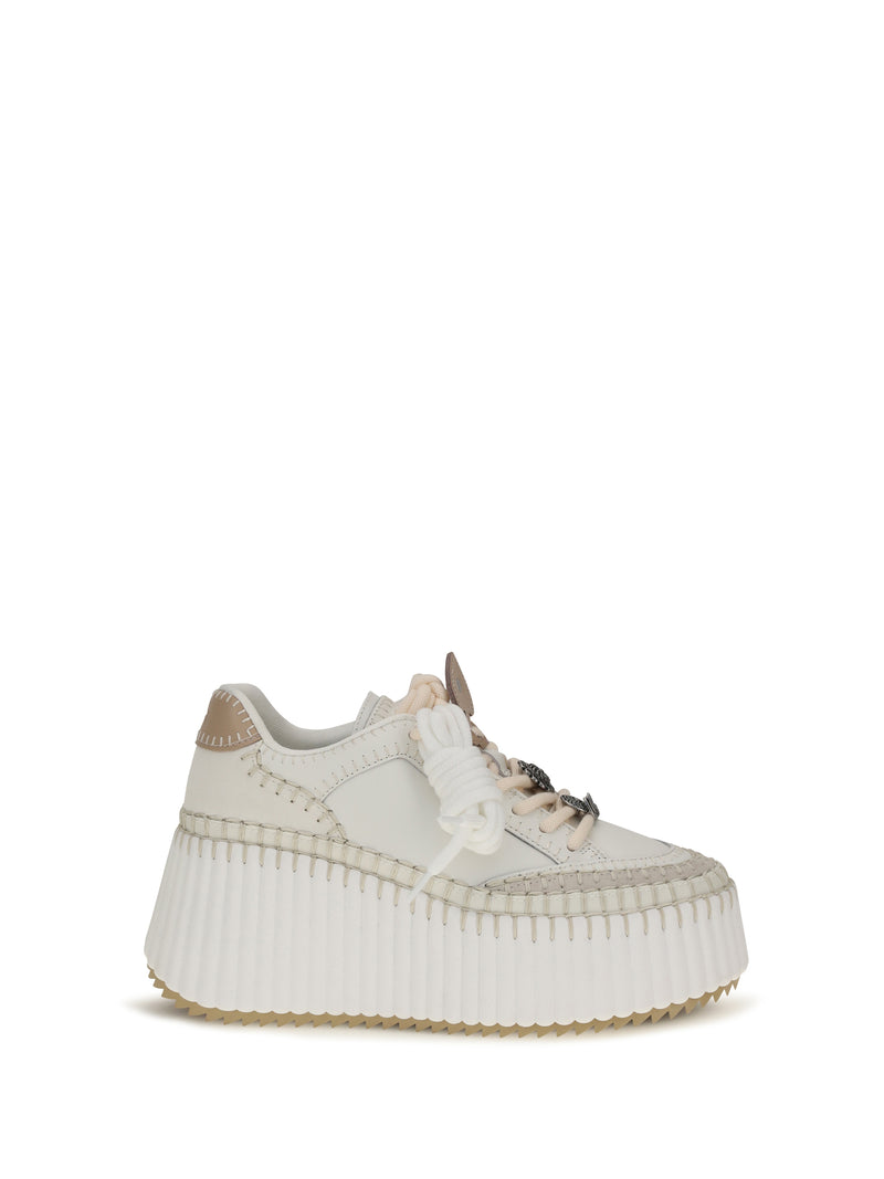 Chloe Chloé Nama Platform Sneakers Lovely White - World Class Fashion