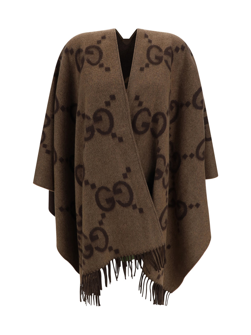 Gucci Gucci Cashmere Cape Beige/Dark Brown - World Class Fashion