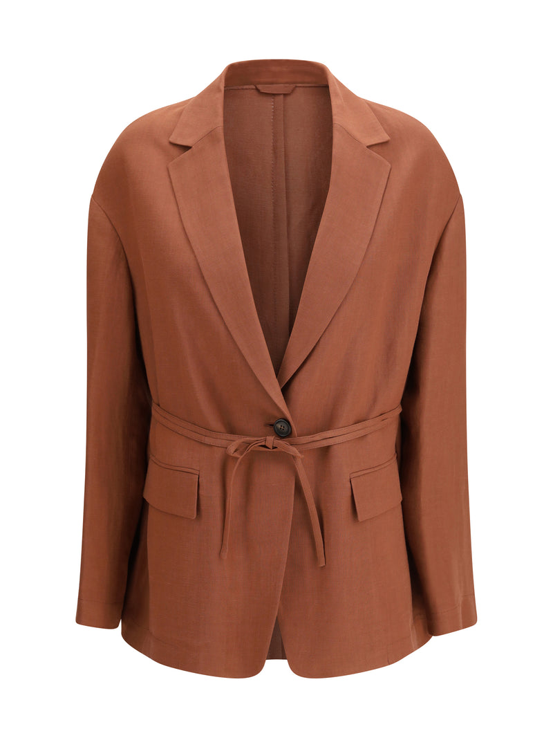 Brunello Cucinelli Brunello Cucinelli Monili-Embellishment Blazer Fire Brick - World Class Fashion