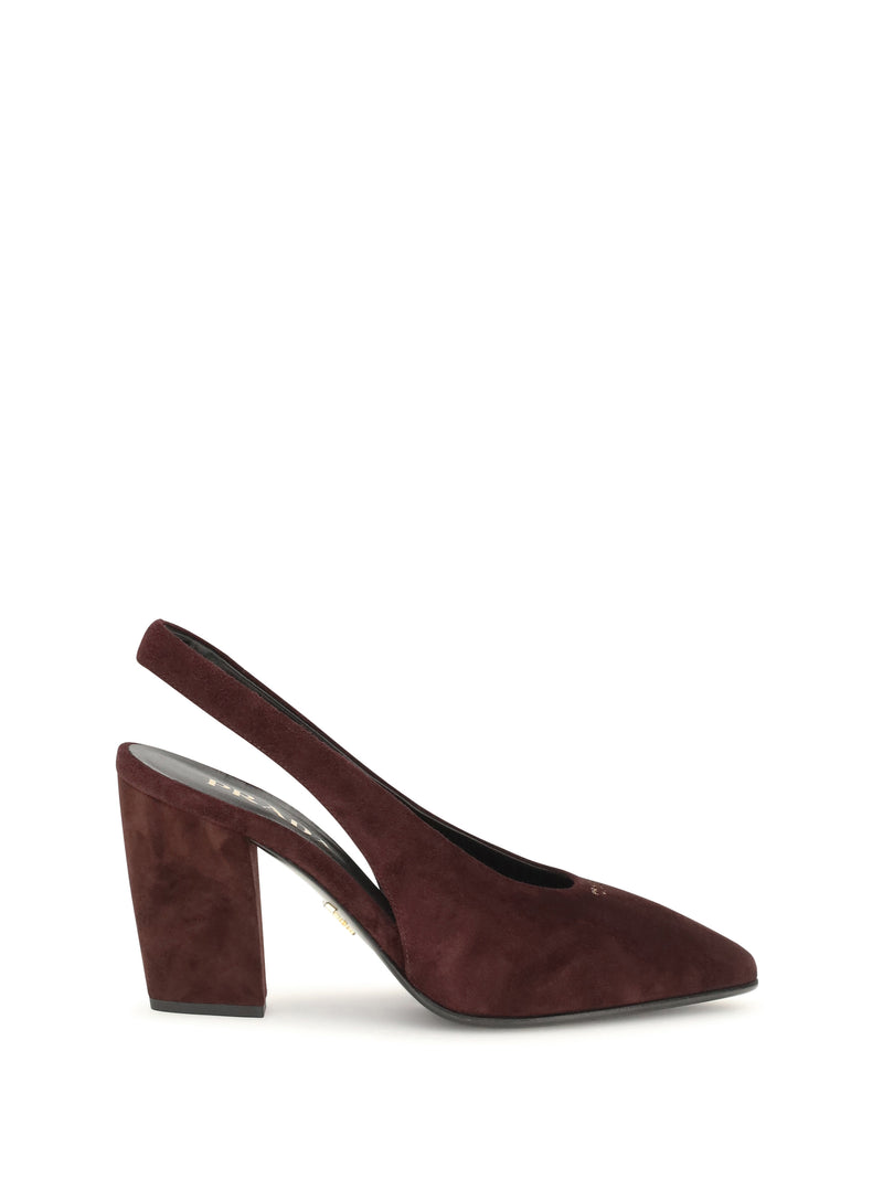 Prada Prada Slingback Suede Pumps Bordeaux Women - World Class Fashion