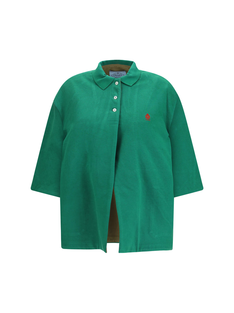 Prada Prada Pique Cotton Jacket Verde Mimetico Women - World Class Fashion