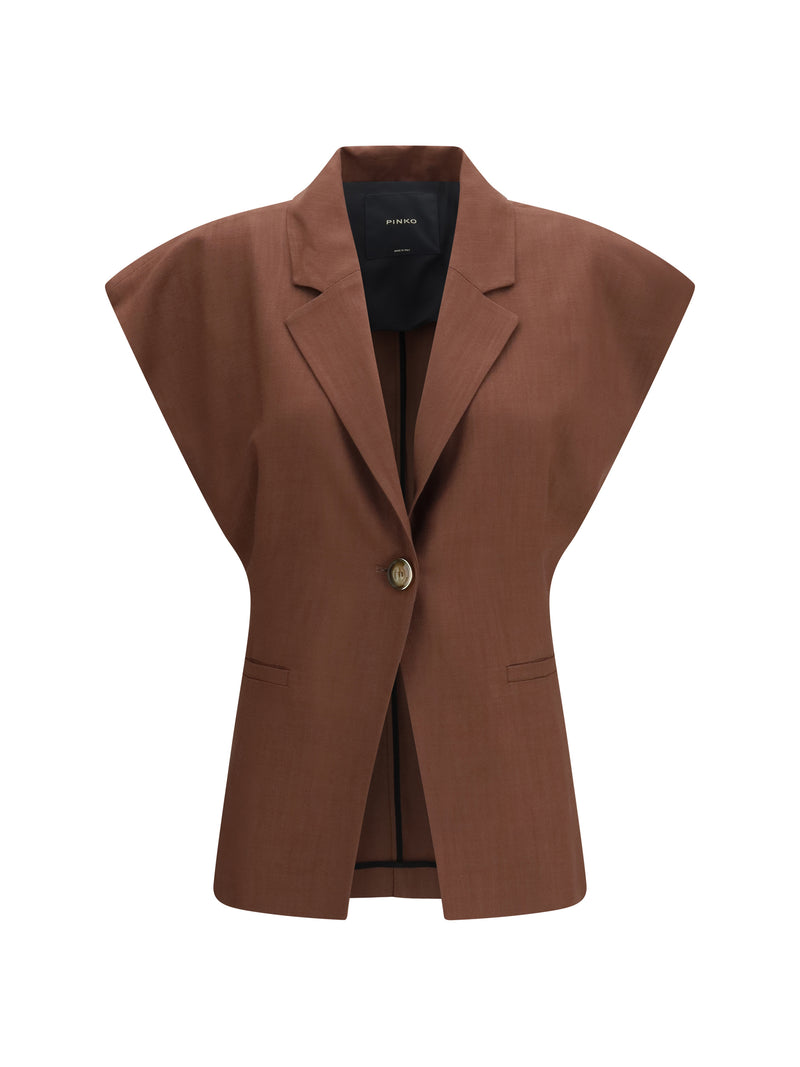 Pinko Pinko Rustic-effect Sleeveless Jacket Brown Women - World Class Fashion