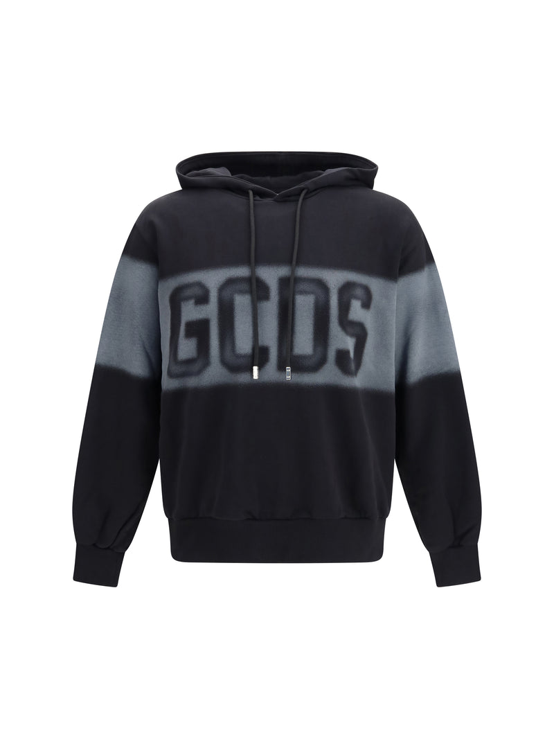 Gcds Gcds Spray Logo Hooded Sweatshirt Black/Grey - World Class Fashion