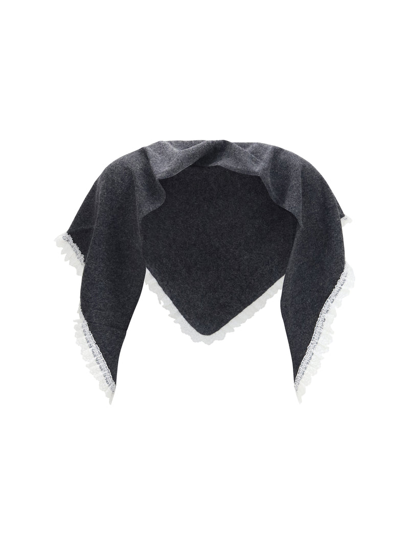 Ganni Ganni Openwork Wool Cape Phantom - World Class Fashion