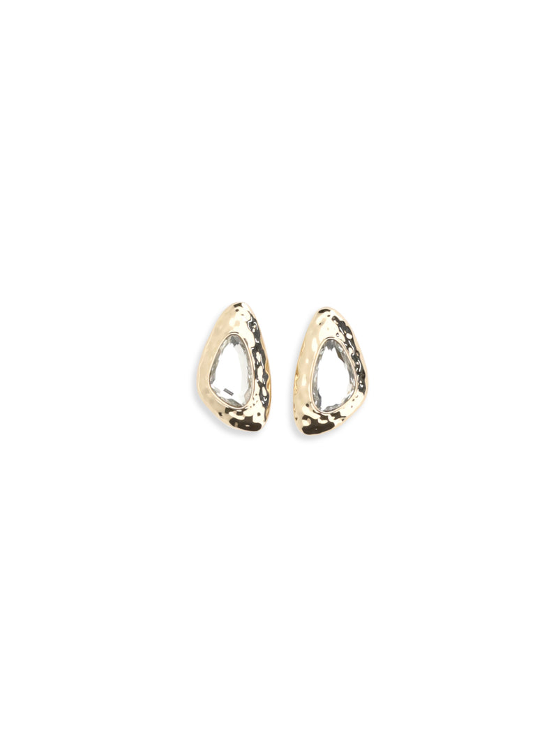 Self-portrait Self-portrait Golden Hammered Crystal Earrings Gold - World Class Fashion