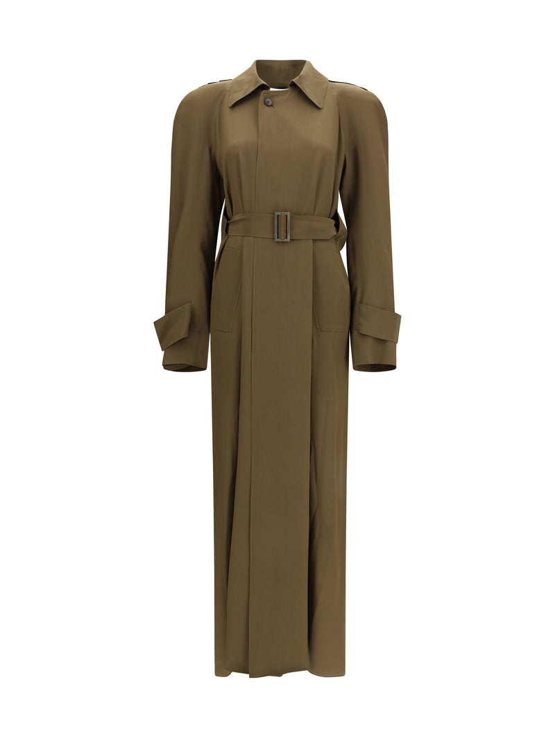 Petar Petrov Petar Petrov Silk Trench Coat Olive - World Class Fashion