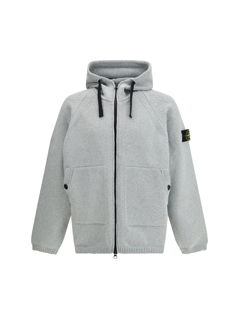 Stone Island Stone Island Oversized Hooded Sweater Melange Pearl Grey - World Class Fashion