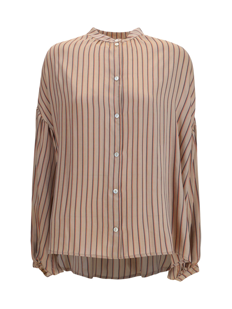 Kristina Ti Kristina Ti Silk Blend Striped Shirt Nude - World Class Fashion