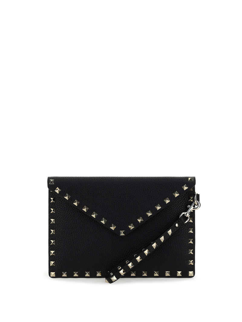 Valentino Garavani Valentino Garavani Rockstud Leather Pouch Nero - World Class Fashion