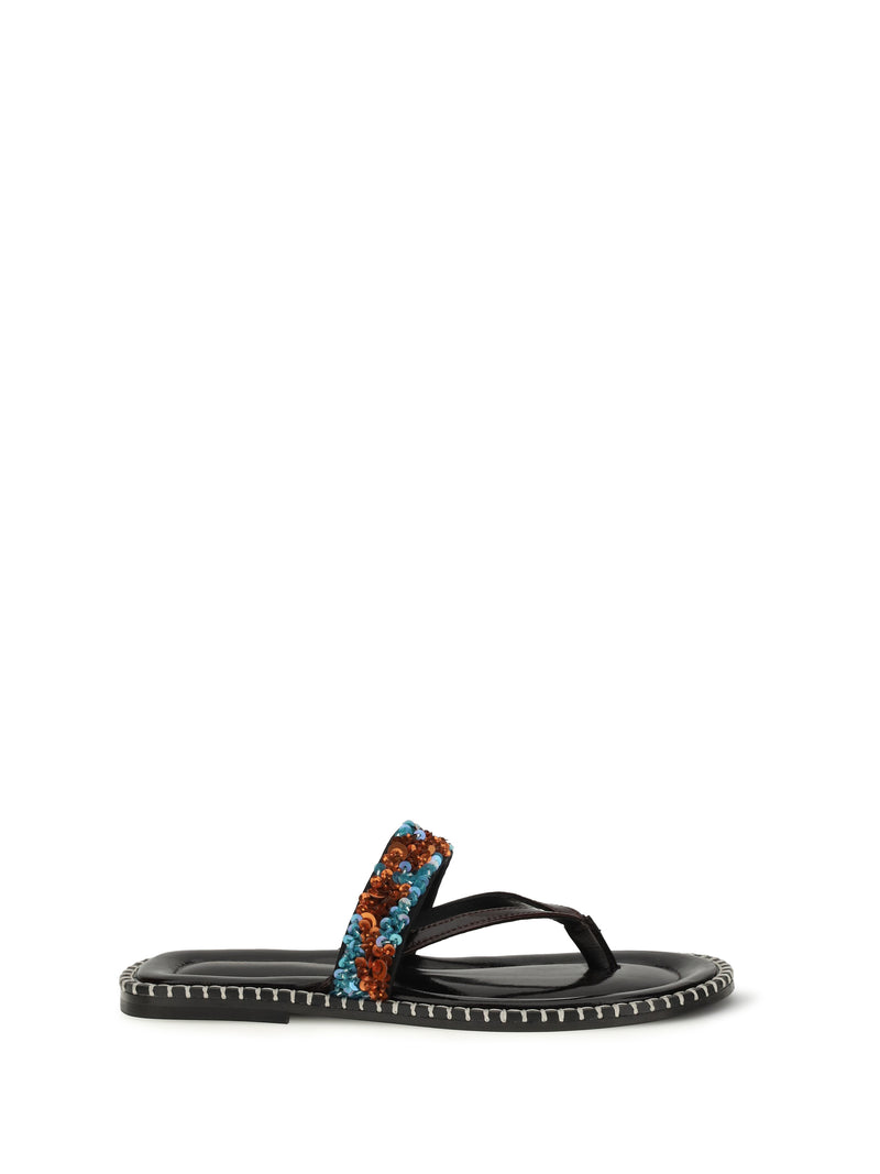 Dries Van Noten Dries Van Noten Slip-on Leather Sandals Turquoise - World Class Fashion
