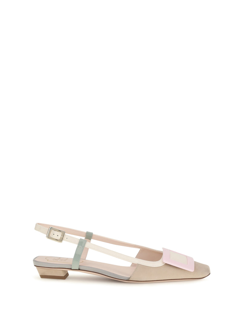 Roger Vivier Bailarinas Roger Vivier Belle Vivier Slingback de Ante Beige - World Class Fashion