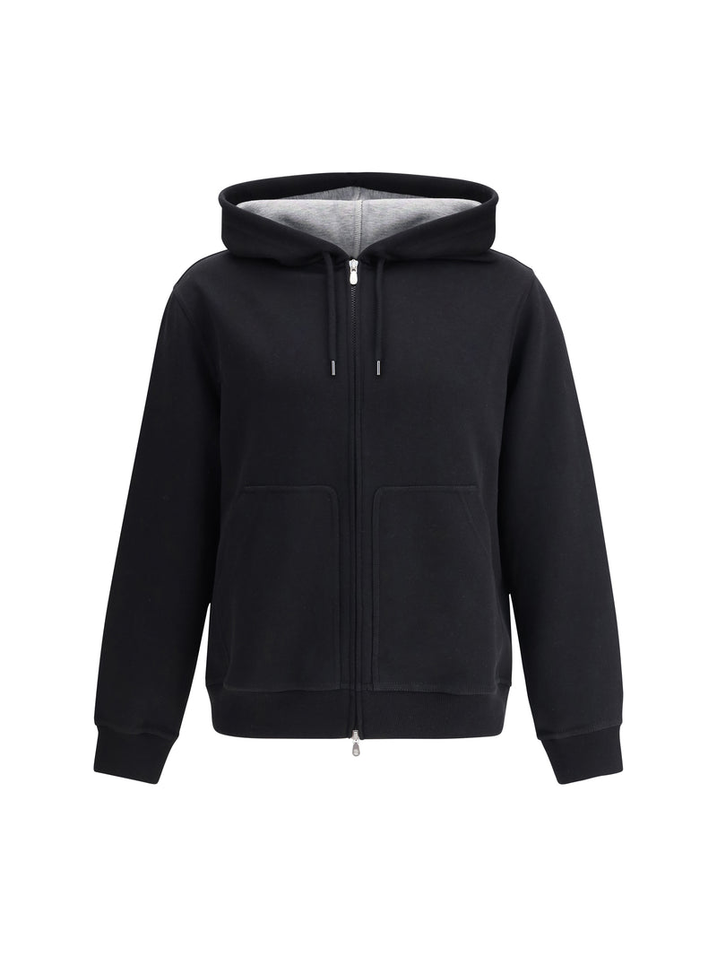Brunello Cucinelli Brunello Cucinelli Monochrome Hoodie Black - World Class Fashion