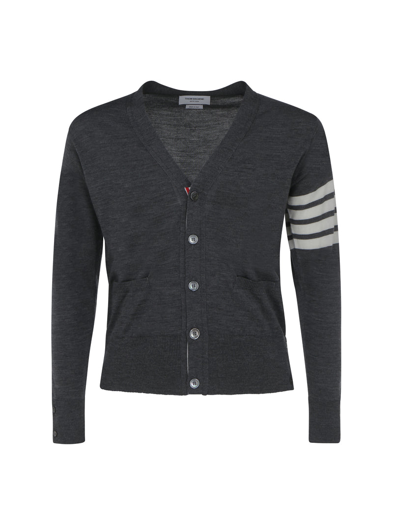 Thom Browne Thom Browne Virgin Wool Cardigan Medium Grey - World Class Fashion