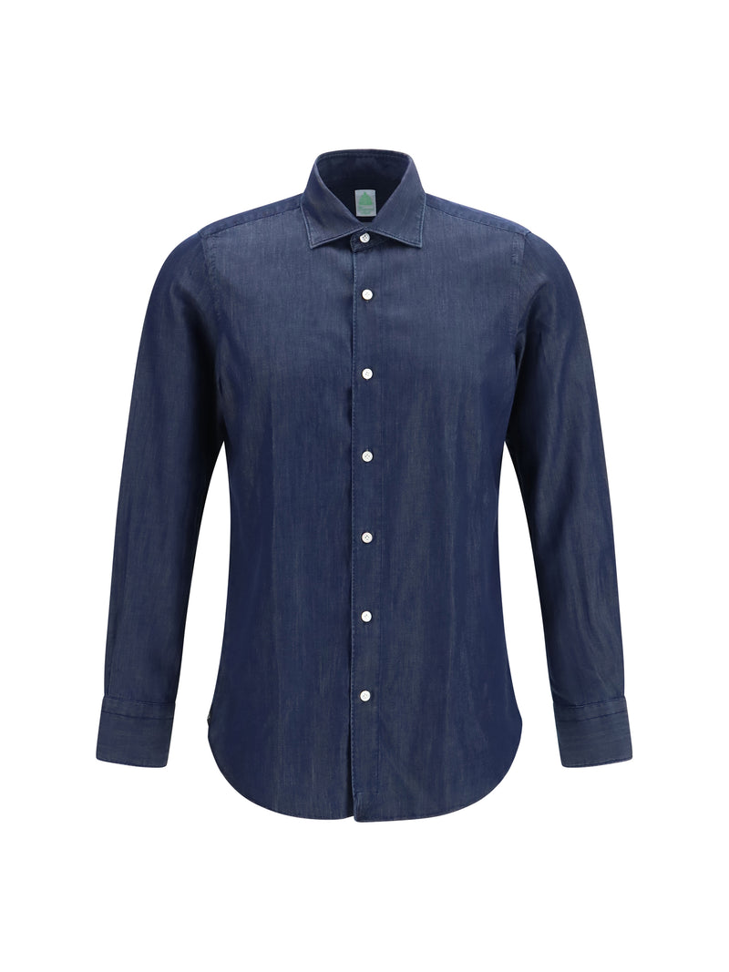 Finamore Finamore Giza 45 Denim Shirt Blue - World Class Fashion