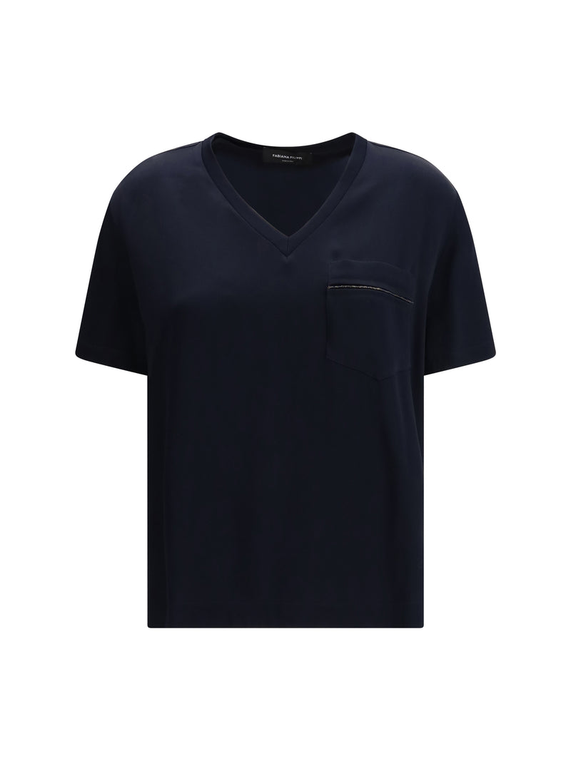 Fabiana Filippi Fabiana Filippi Short-sleeved T-shirt Blu Notte - World Class Fashion