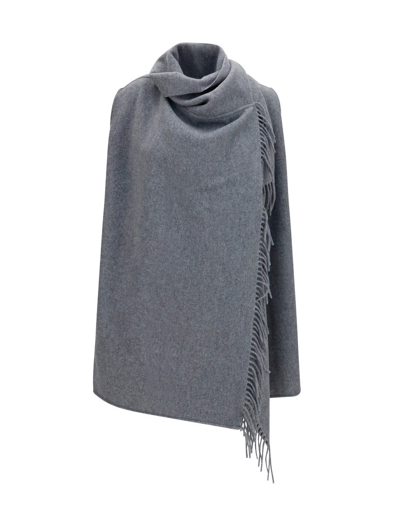 Fabiana Filippi Fabiana Filippi High-neck Wool Cape Granito - World Class Fashion