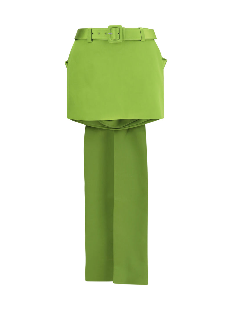 Self-portrait Self-portrait Satin Bow Mini Skirt Green - World Class Fashion