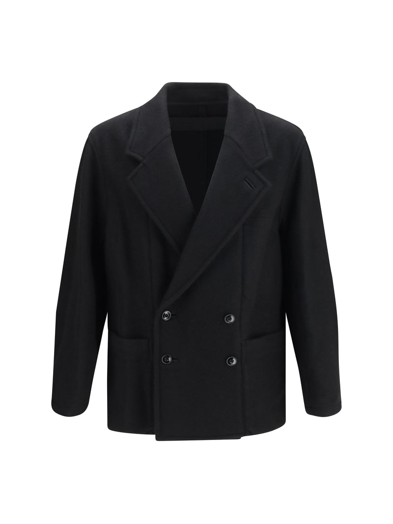 Lemaire Lemaire Short Double-breasted Wool Alpaca Coat Black - World Class Fashion